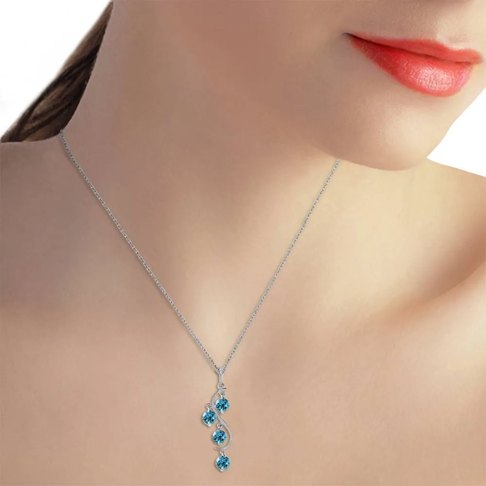 2.25 Carat 14K Solid White Gold Move The Earth Blue Topaz Necklace