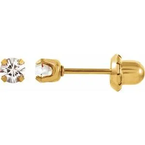 24K Gold-Plated Stainless Steel Imitation Blue Sapphire Inverness® Piercing Earrings