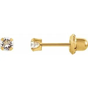 24K Gold-Plated Stainless Steel Imitation Blue Sapphire Inverness® Piercing Earrings