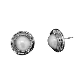 351-01-S | 9MM PEARL BEZEL POST EARRING ON SILVER