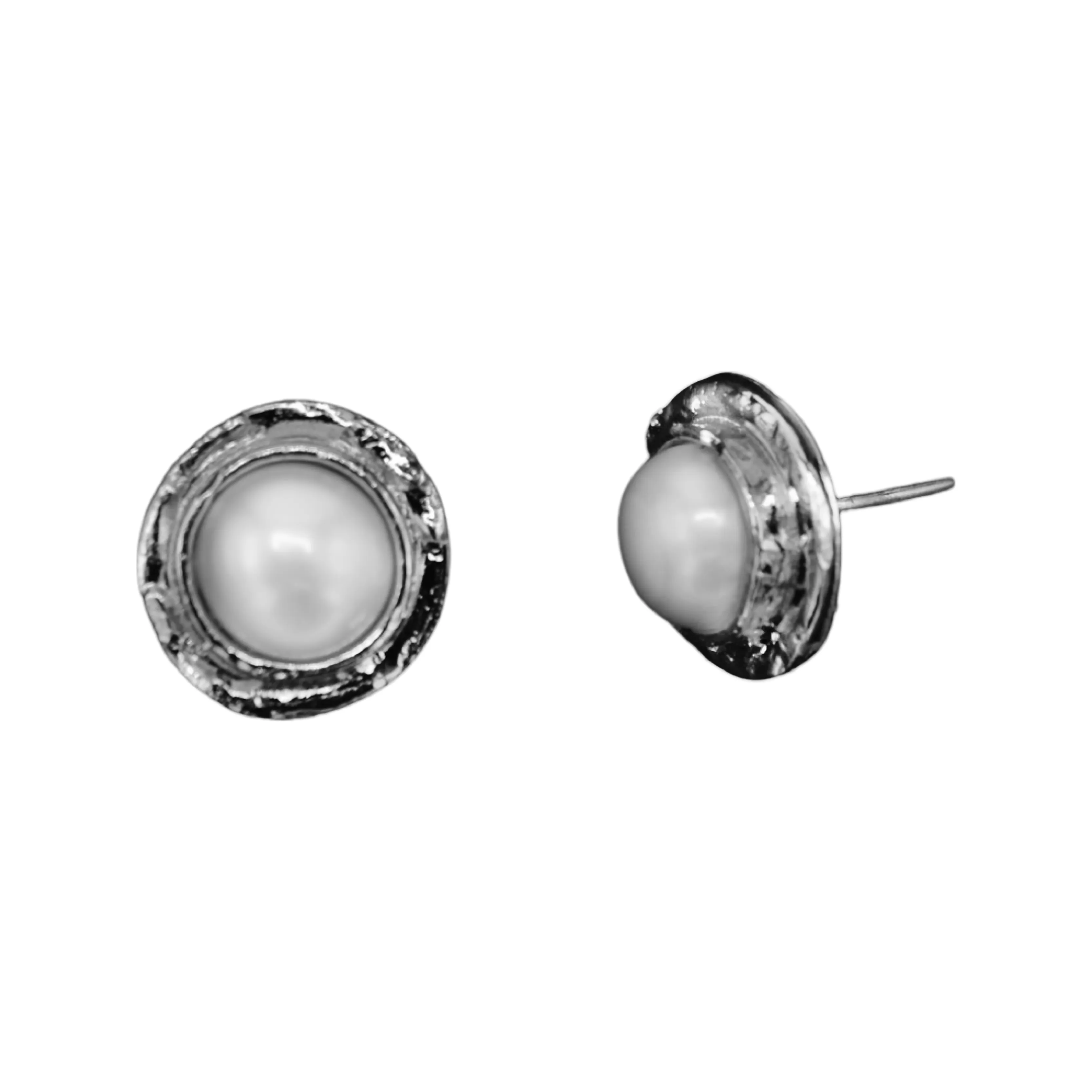 351-01-S | 9MM PEARL BEZEL POST EARRING ON SILVER