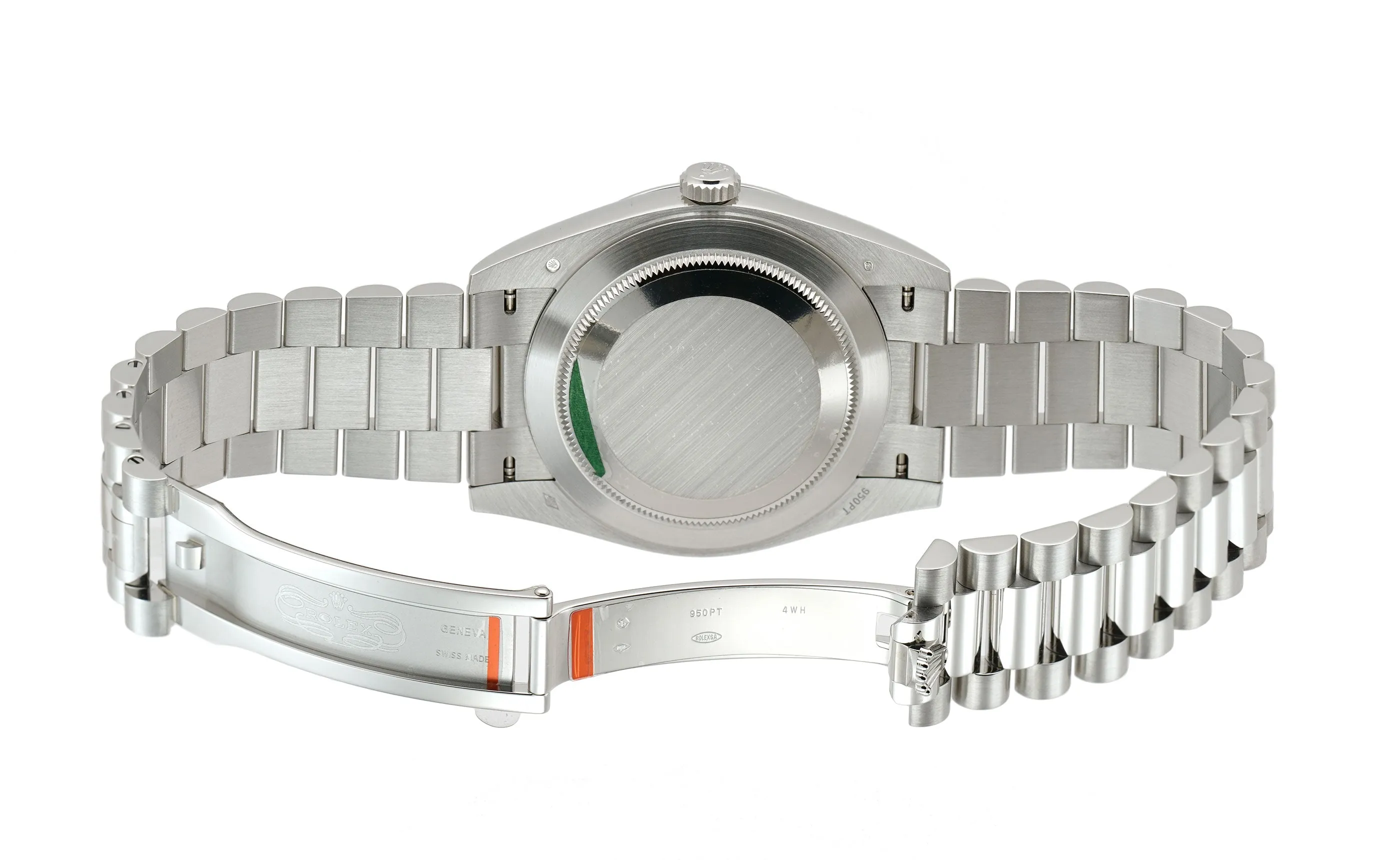 40mm Platinum President Baguette Diamond Bezel Black Baguette Diamond Dial