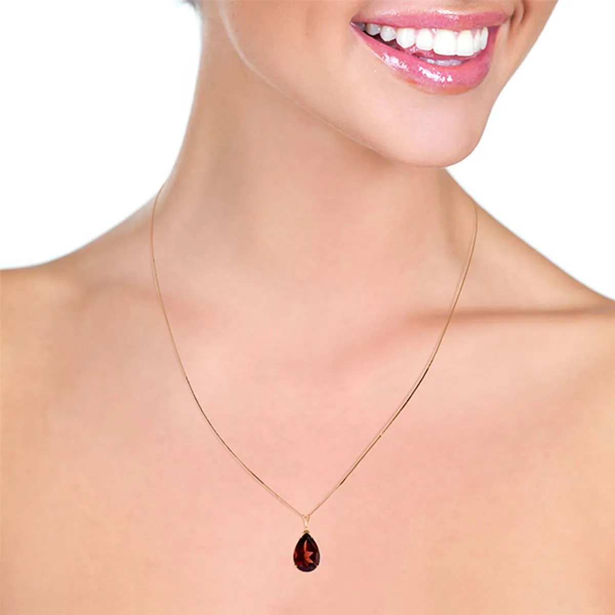 5 Carat 14K Solid Rose Gold Teardrop Garnet Necklace