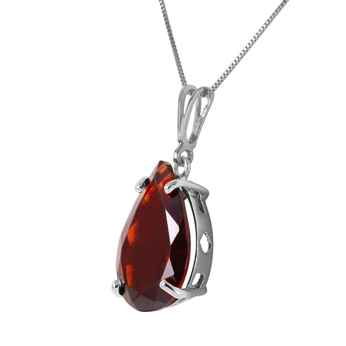 5 Carat 14K Solid White Gold Place Me Garnet Necklace