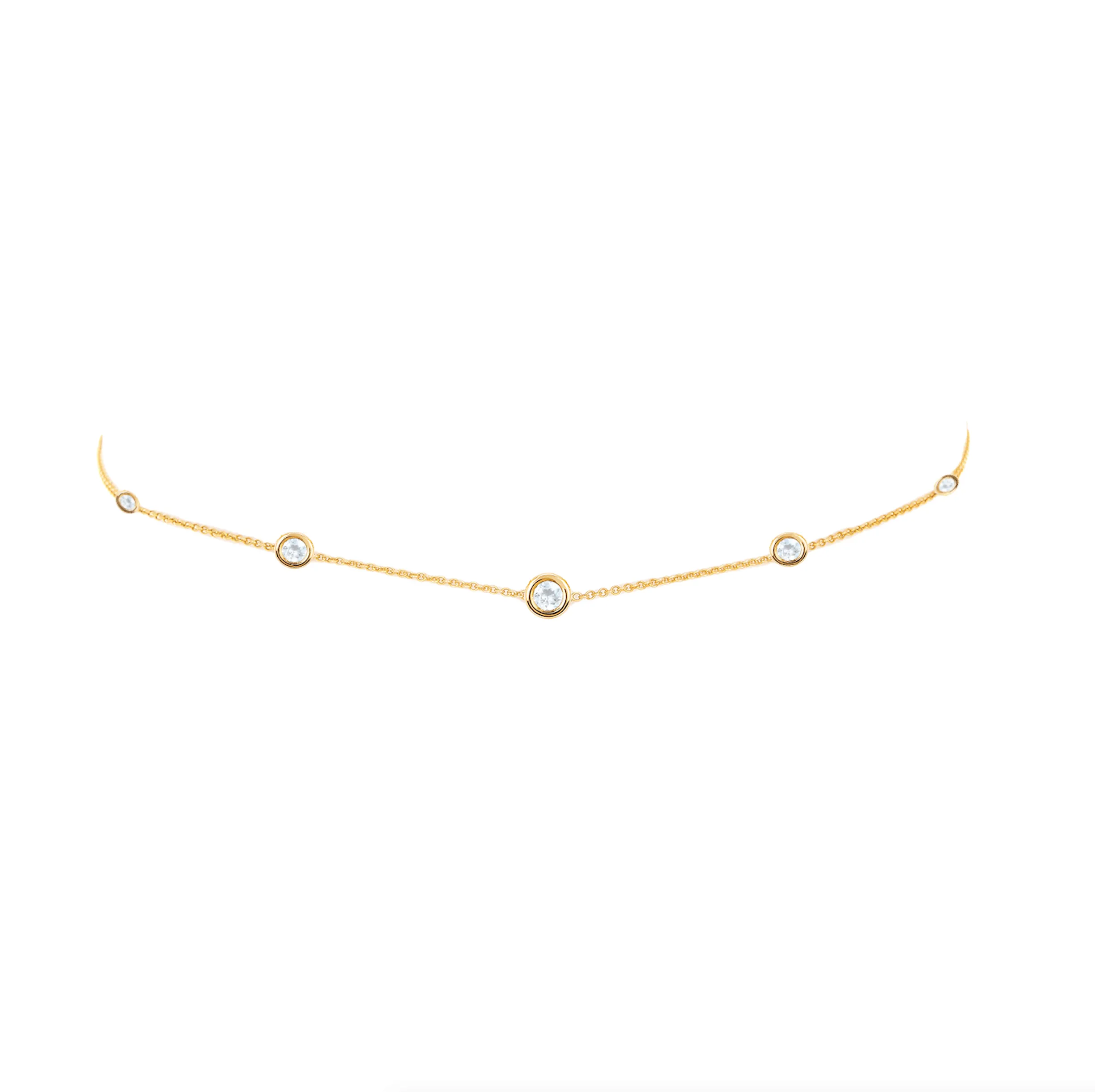 5 Moonstone Orbit Bezel Choker | Ready to Ship