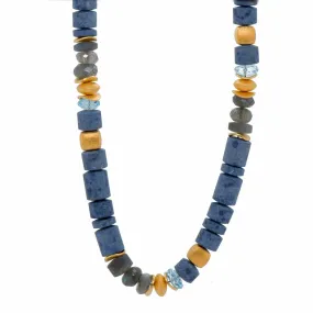 5mm Duitorite, Sky Blue Topaz & Labradorite 24K Gold Vermeil Necklace