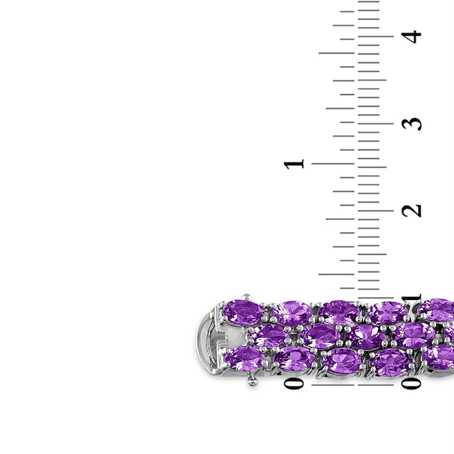 5X3MM Oval Amethyst Three Row 7-inch Bracelet in Sterling Silver