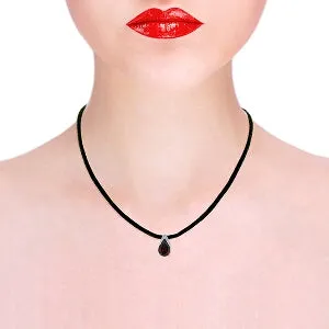 6 Carat 14K Solid Yellow Gold Leather Necklace Natural Garnet