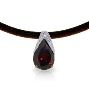 6 Carat 14K Solid Yellow Gold Leather Necklace Natural Garnet