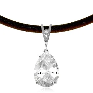 6.01 Carat 14K Solid White Gold Fierce Kisses White Topaz Diamond Necklace