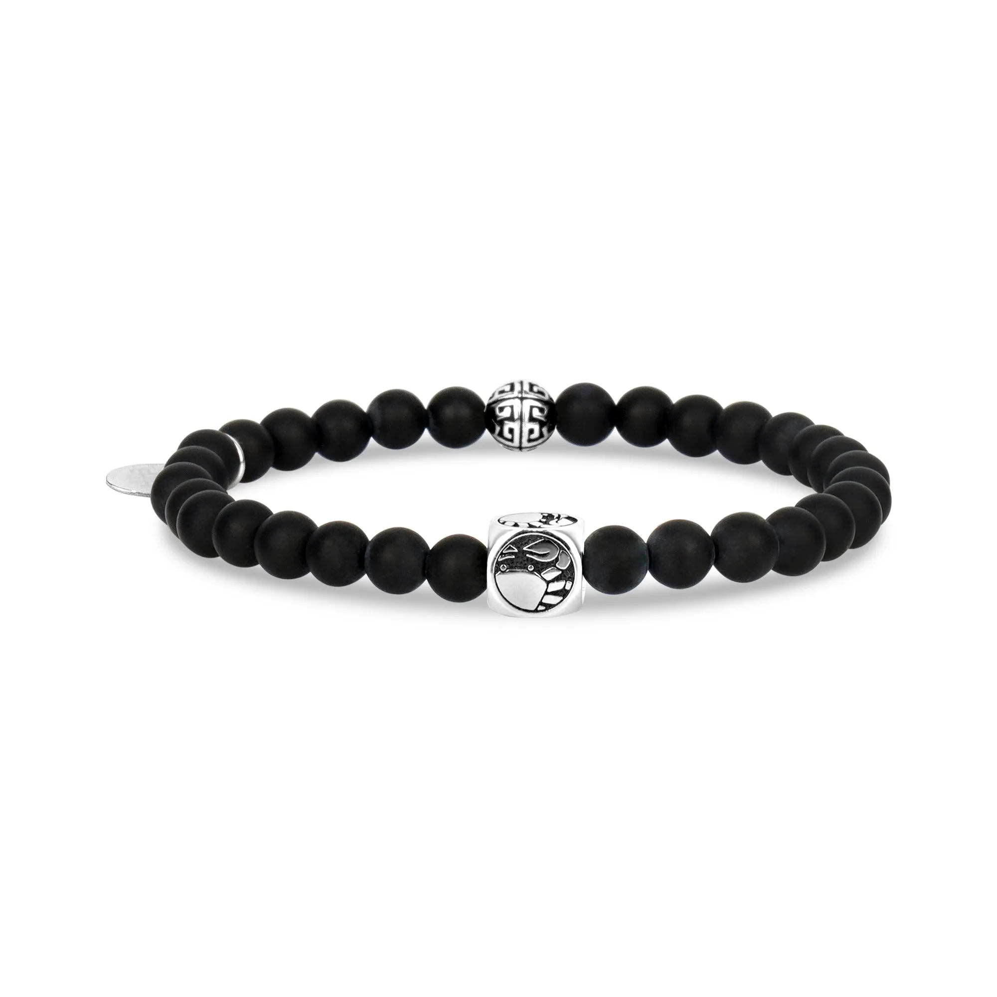 6mm Matte Black Onyx Zodiac Bead Bracelet