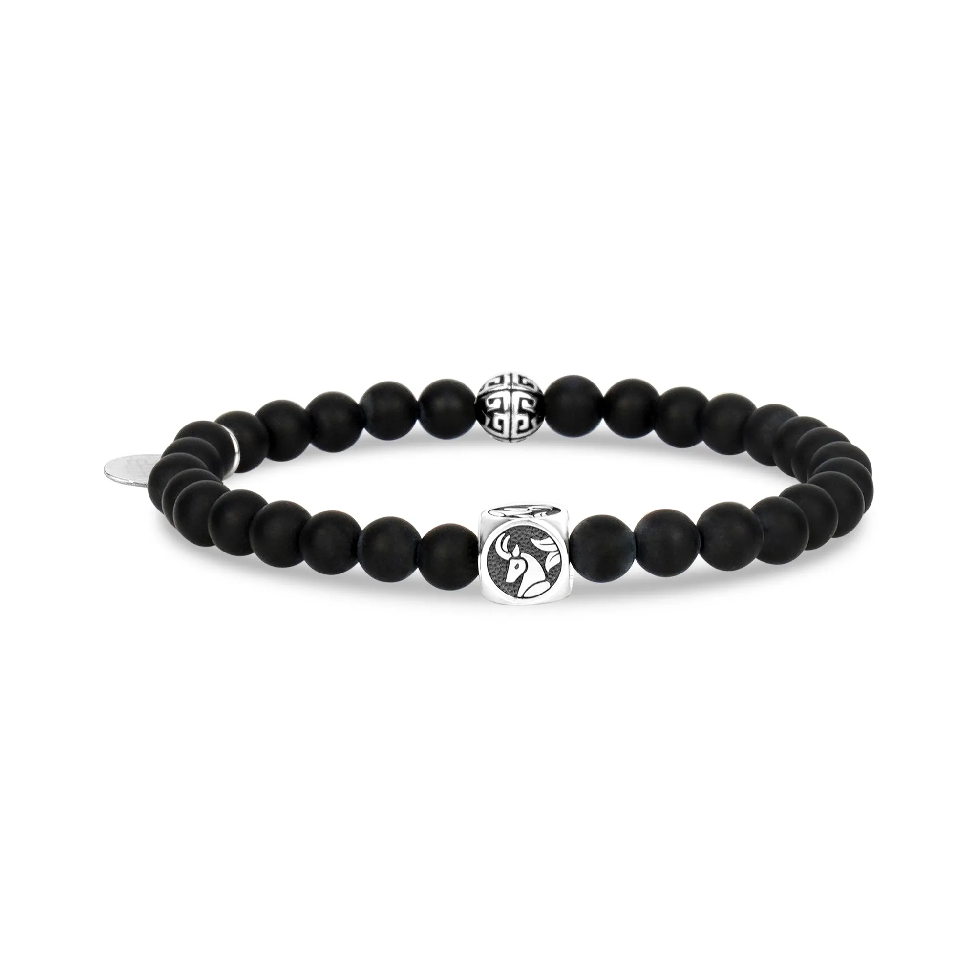 6mm Matte Black Onyx Zodiac Bead Bracelet