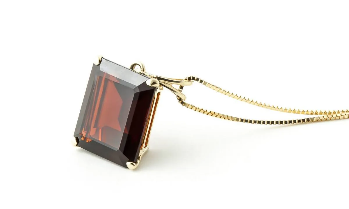 7 Carat 14K Solid Yellow Gold Necklace Octagon Garnet