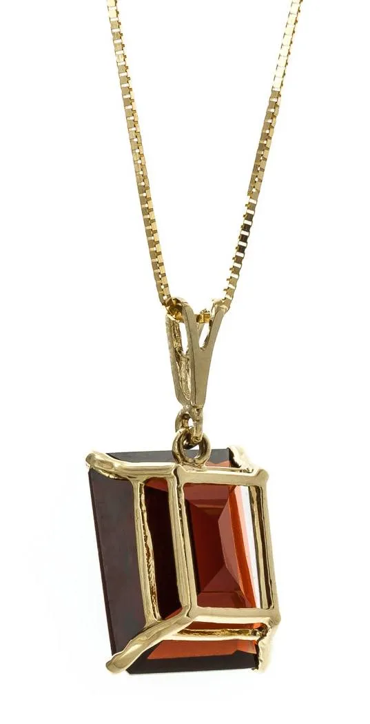 7 Carat 14K Solid Yellow Gold Necklace Octagon Garnet