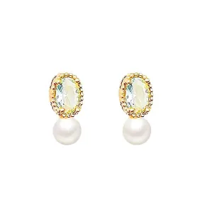 925 Silver Topaz Pearl Earrings