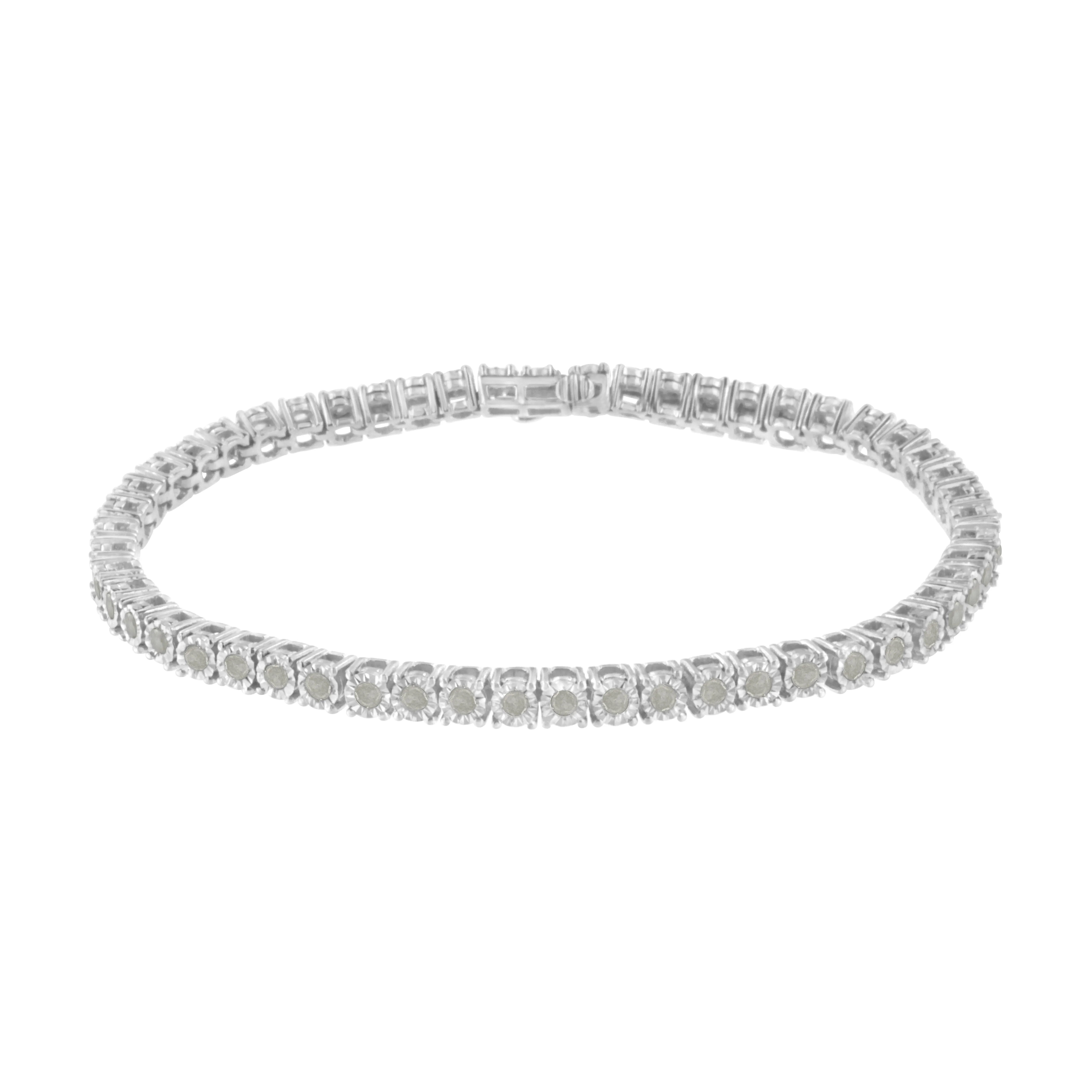 .925 Sterling Silver 2.0 Cttw Diamond Illusion-Set Miracle Plate Tennis Bracelet