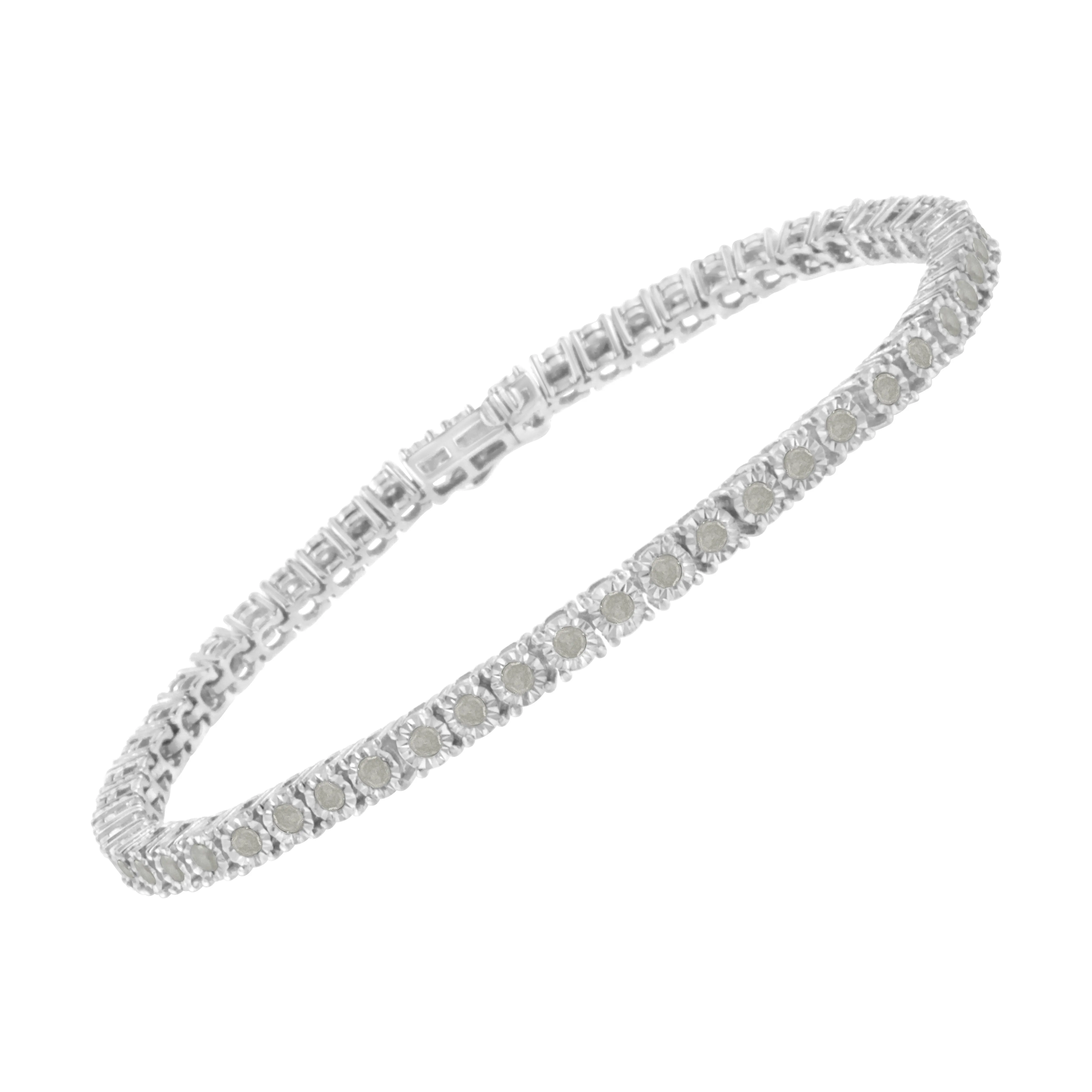 .925 Sterling Silver 2.0 Cttw Diamond Illusion-Set Miracle Plate Tennis Bracelet