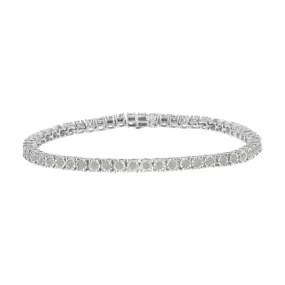 .925 Sterling Silver 2.0 Cttw Diamond Illusion-Set Miracle Plate Tennis Bracelet