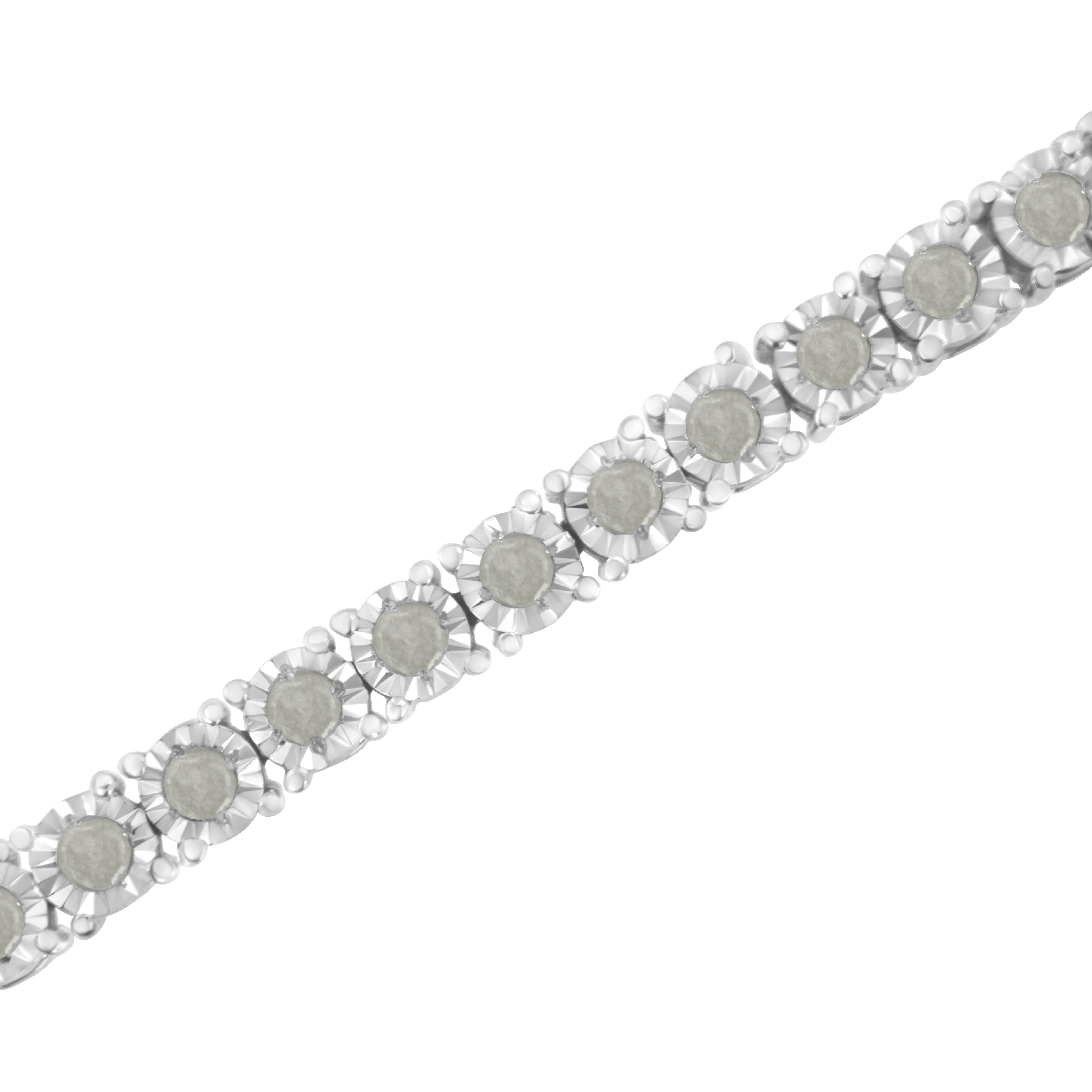 .925 Sterling Silver 2.0 Cttw Diamond Illusion-Set Miracle Plate Tennis Bracelet