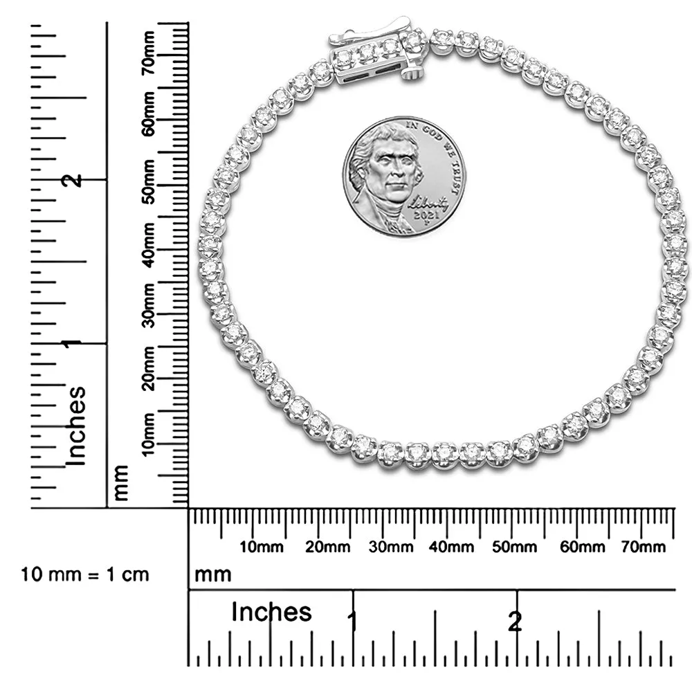.925 Sterling Silver 2.00 Cttw Round-Cut Diamond Tennis Link Bracelet