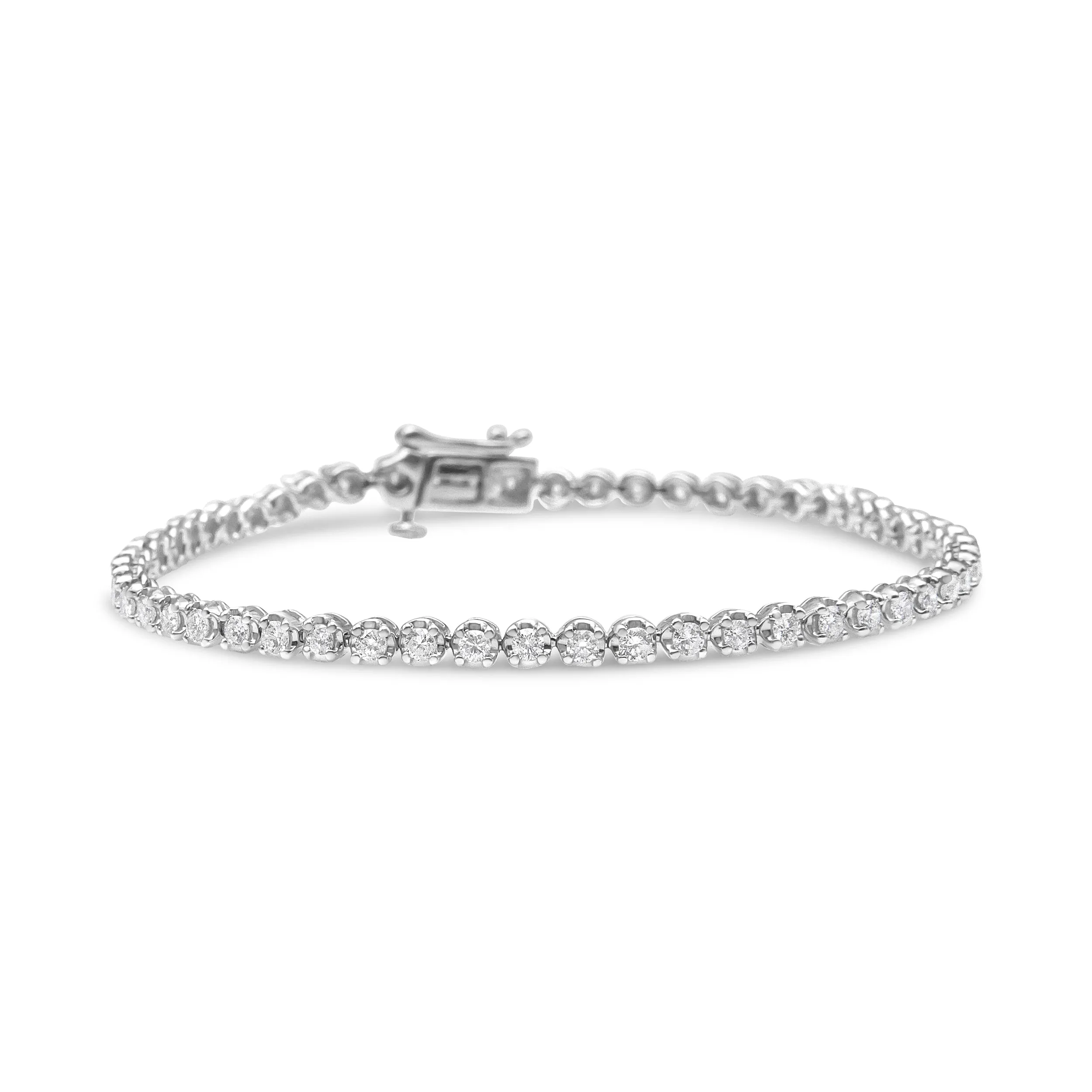 .925 Sterling Silver 2.00 Cttw Round-Cut Diamond Tennis Link Bracelet