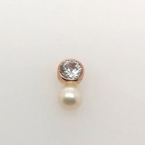 9ct Rose Gold Pearl & C/Z earrings