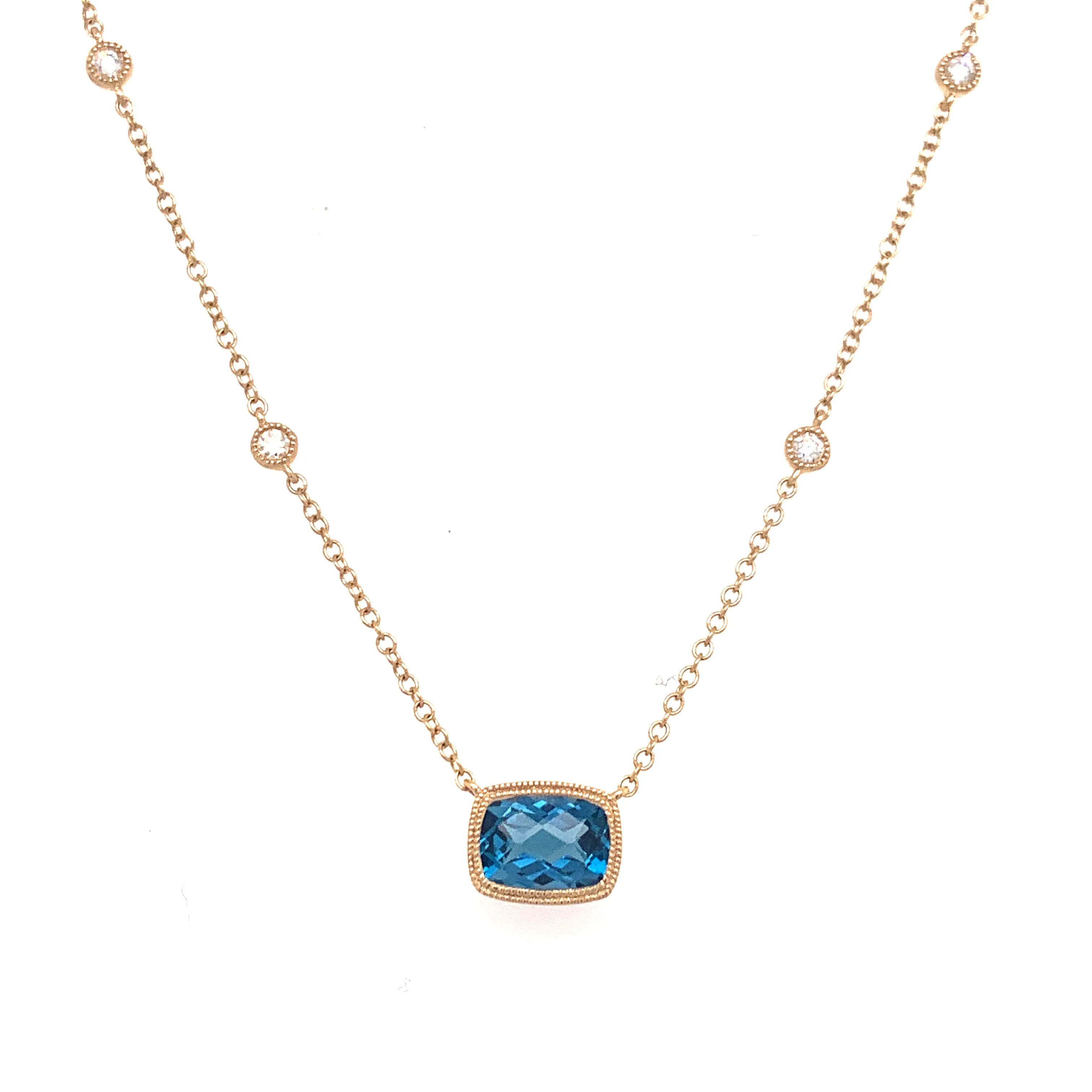 9ct Yellow Gold London Blue Topaz & Diamond Pendant