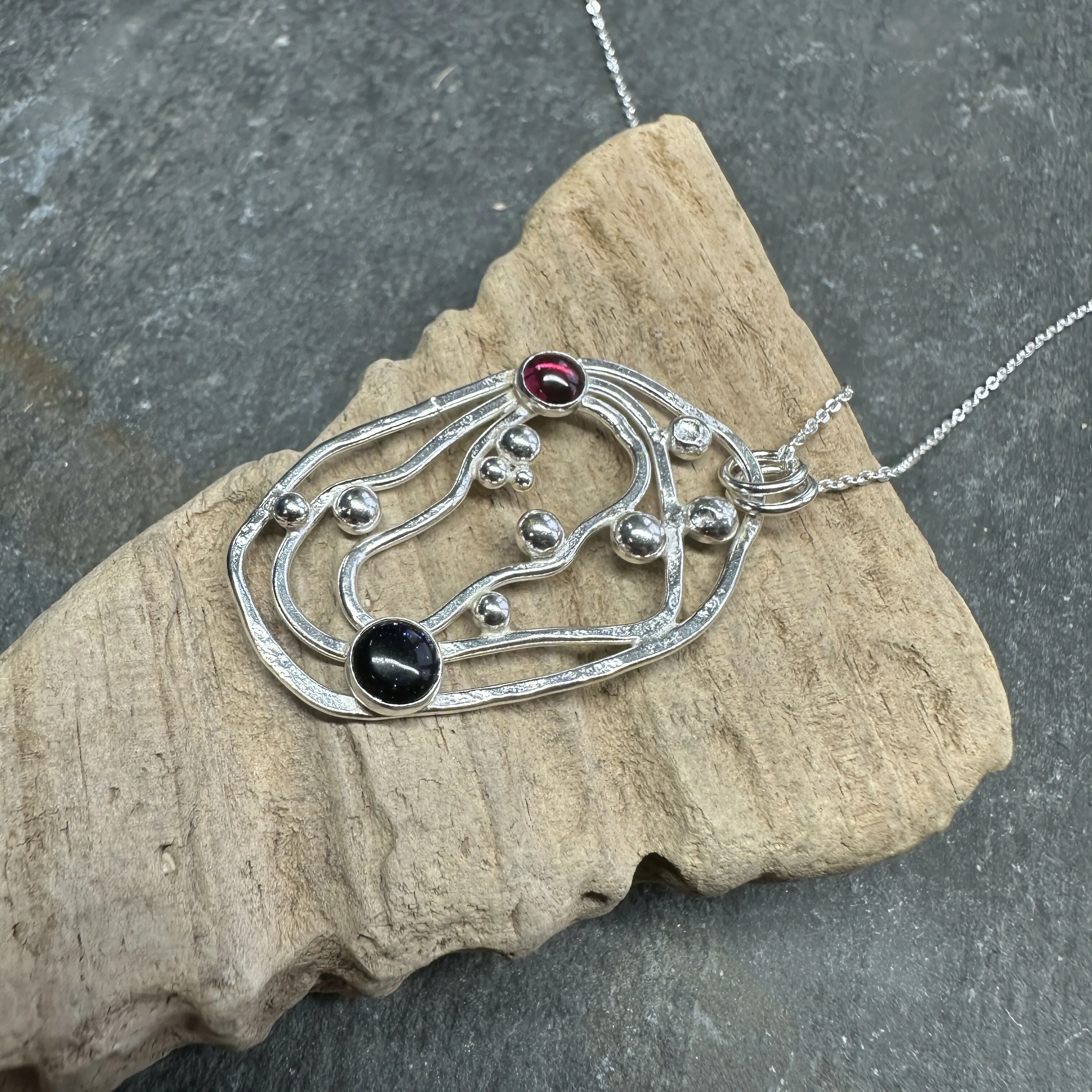 Abstract Silver Pendant Necklace