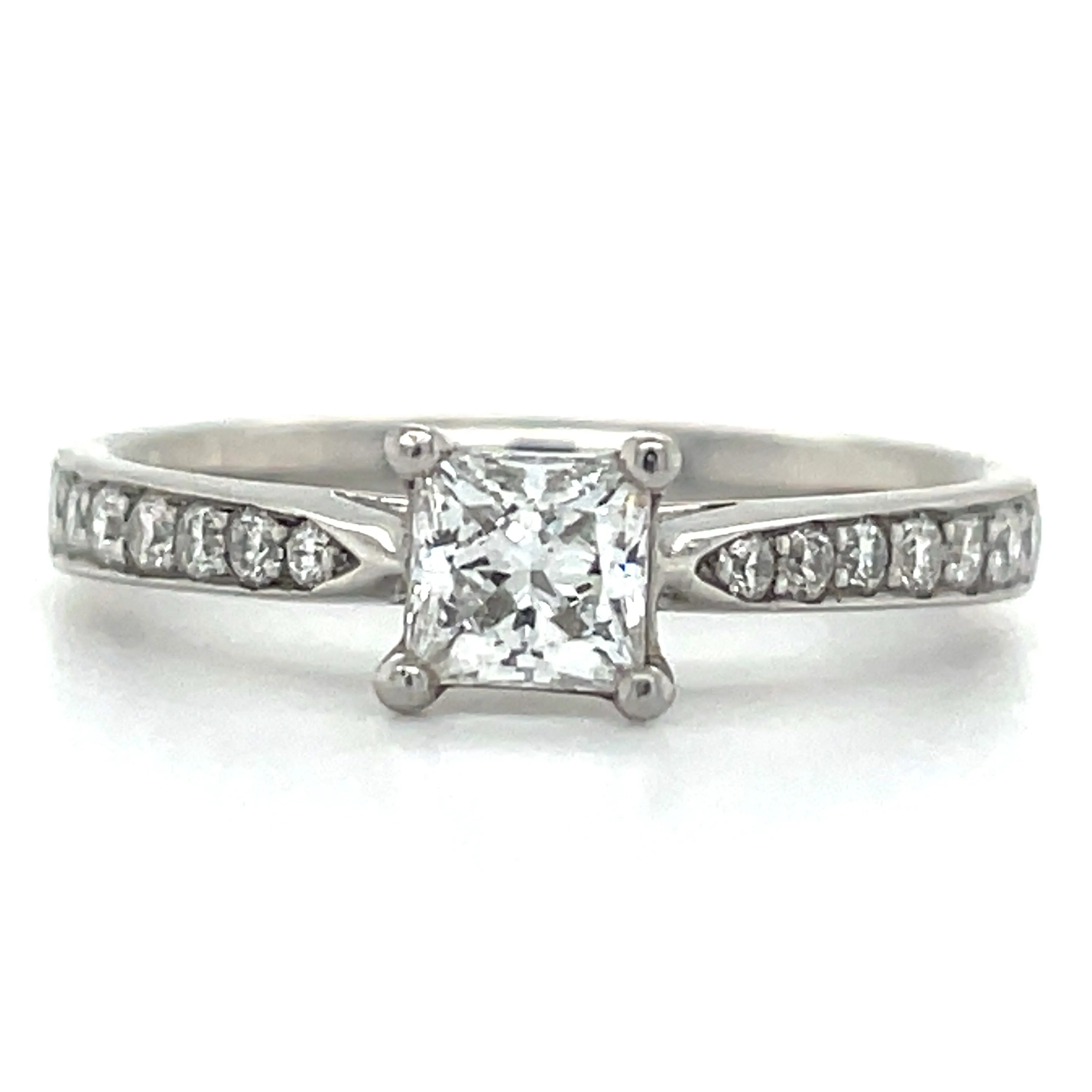Alise- Platinum 0.42ct Earth Grown Princess cut Solitaire Engagement Ring with Pave Set Band