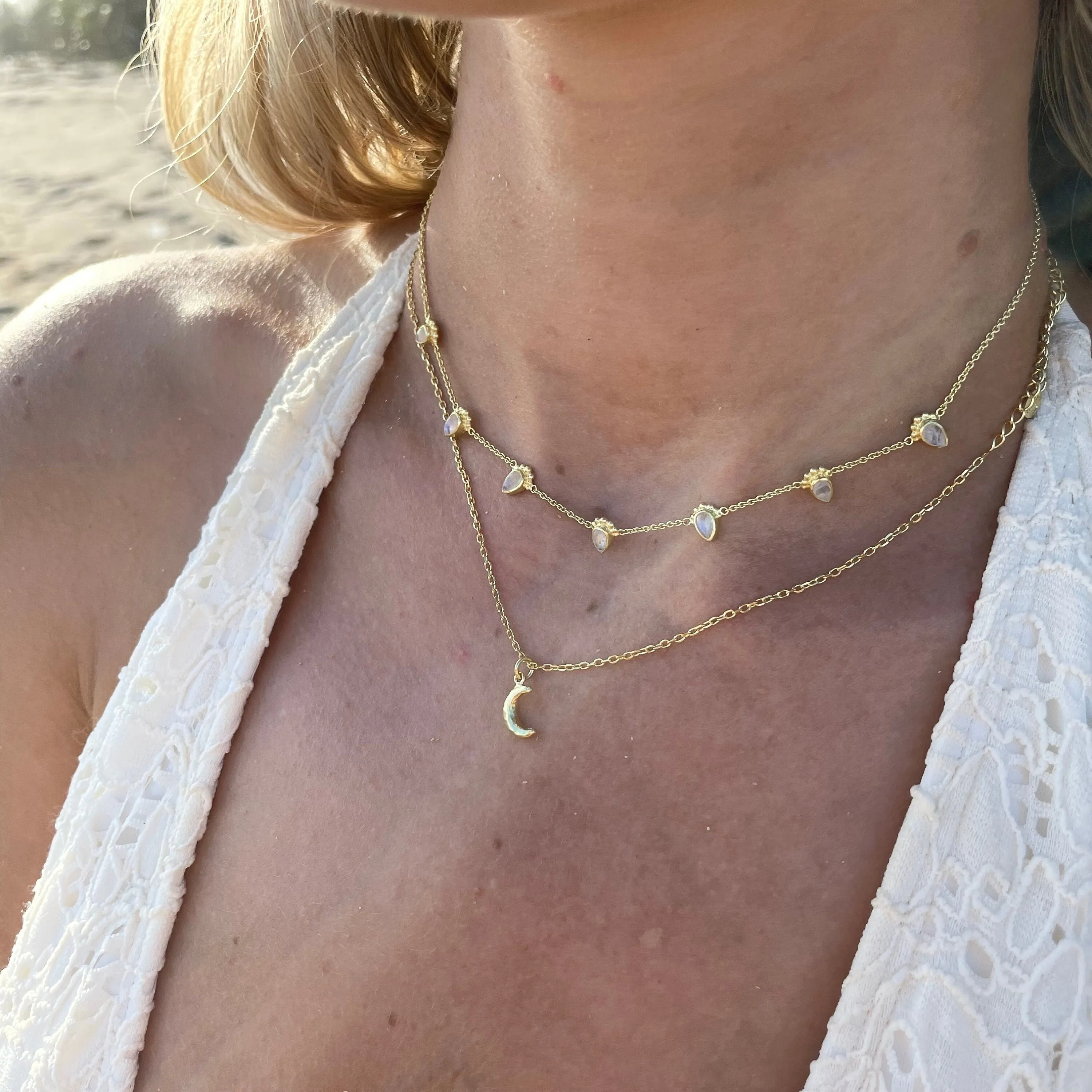 Amaya 14K Gold Vermeil Rainbow Moonstone Necklace