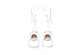 Amber & Silver Guitar Earrings - Handcrafted Sterling Silver with Baltic Amber Gemstone