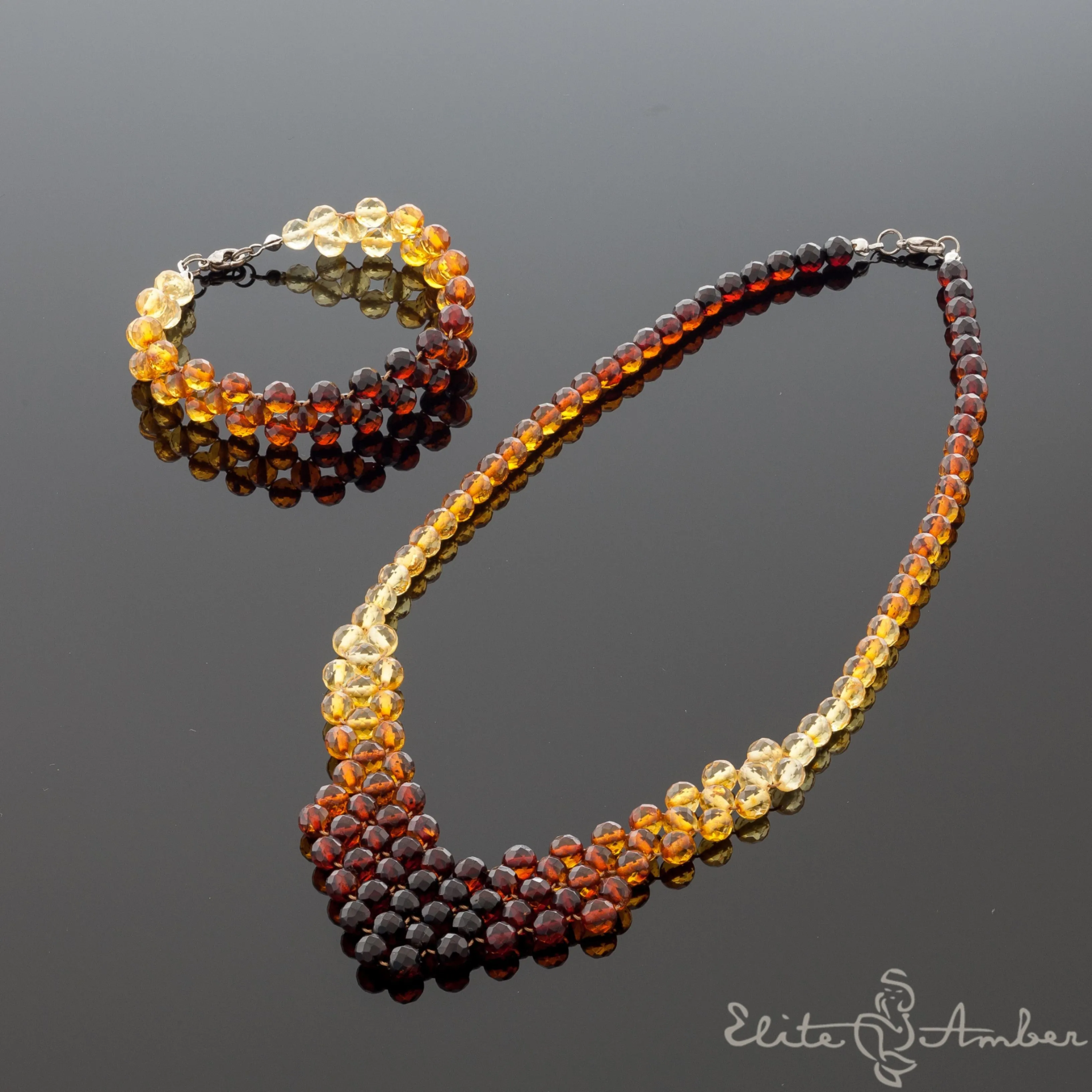 Amber necklace and bracelet "Princess rainbow"