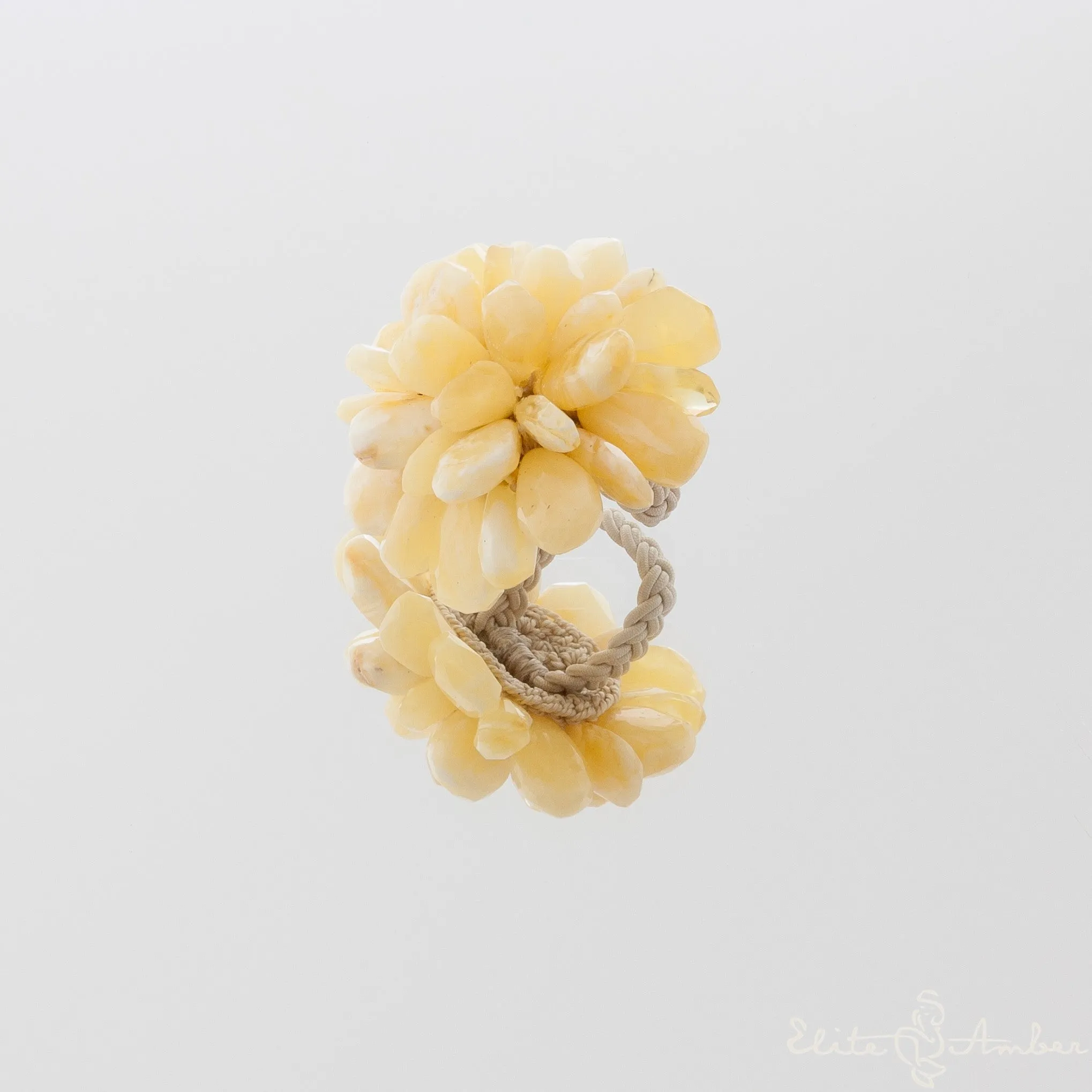 Amber ring "Royal white"