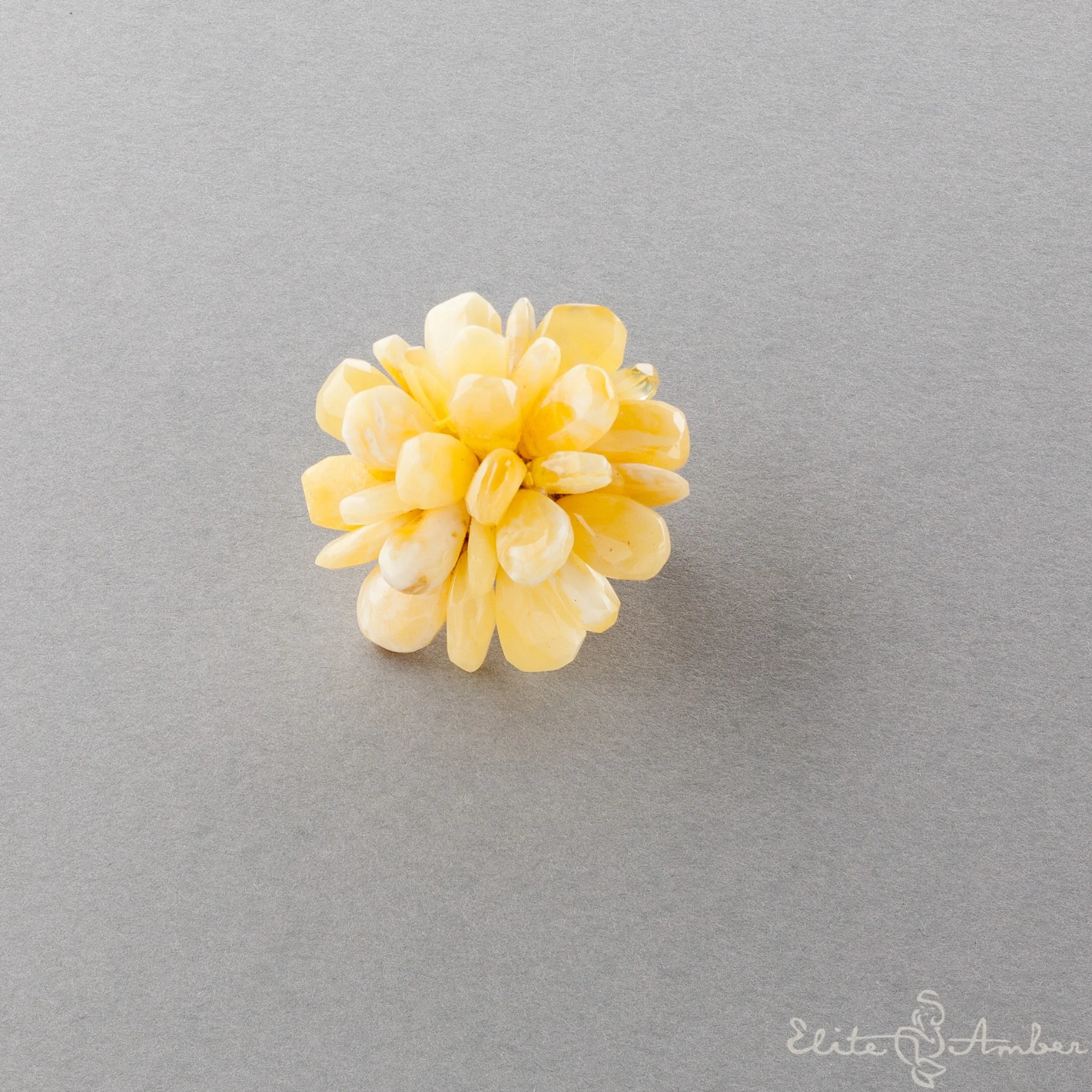 Amber ring "Royal white"