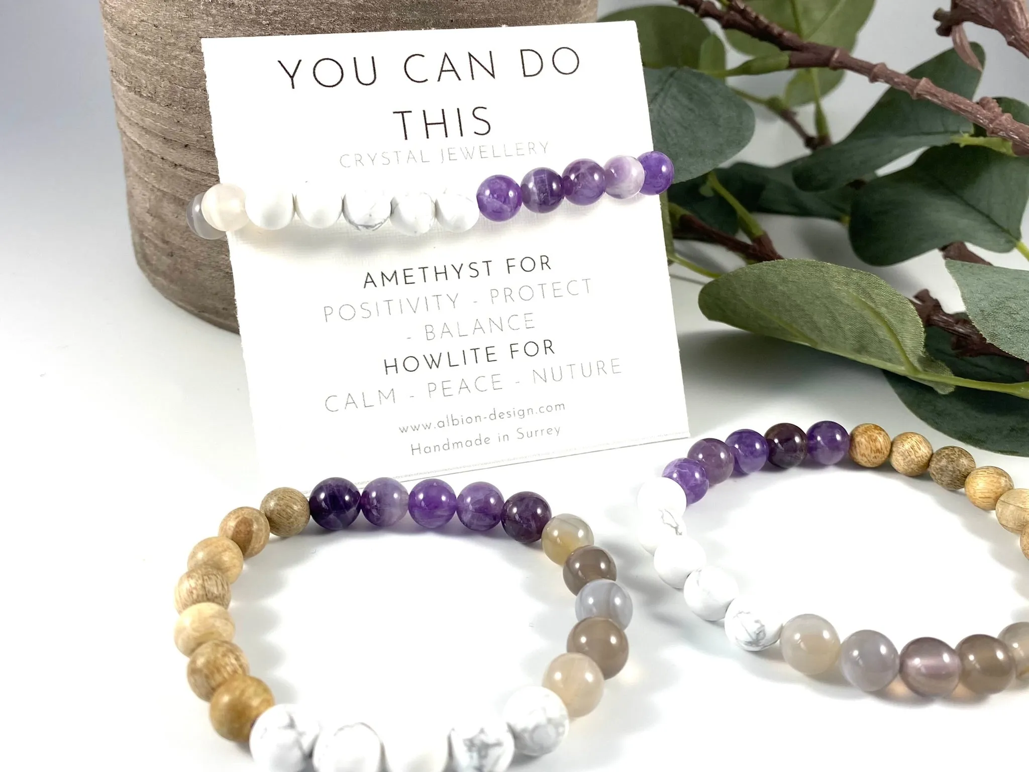 Amethyst and Howlite Diffuser Bracelet