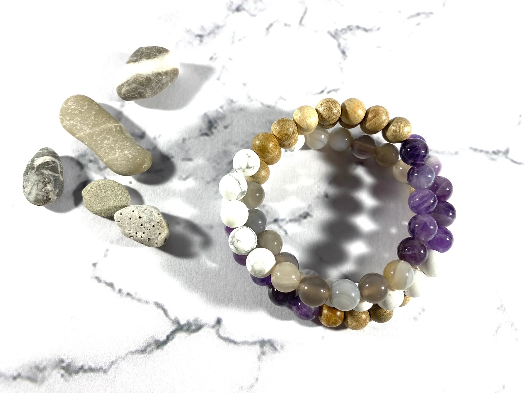 Amethyst and Howlite Diffuser Bracelet