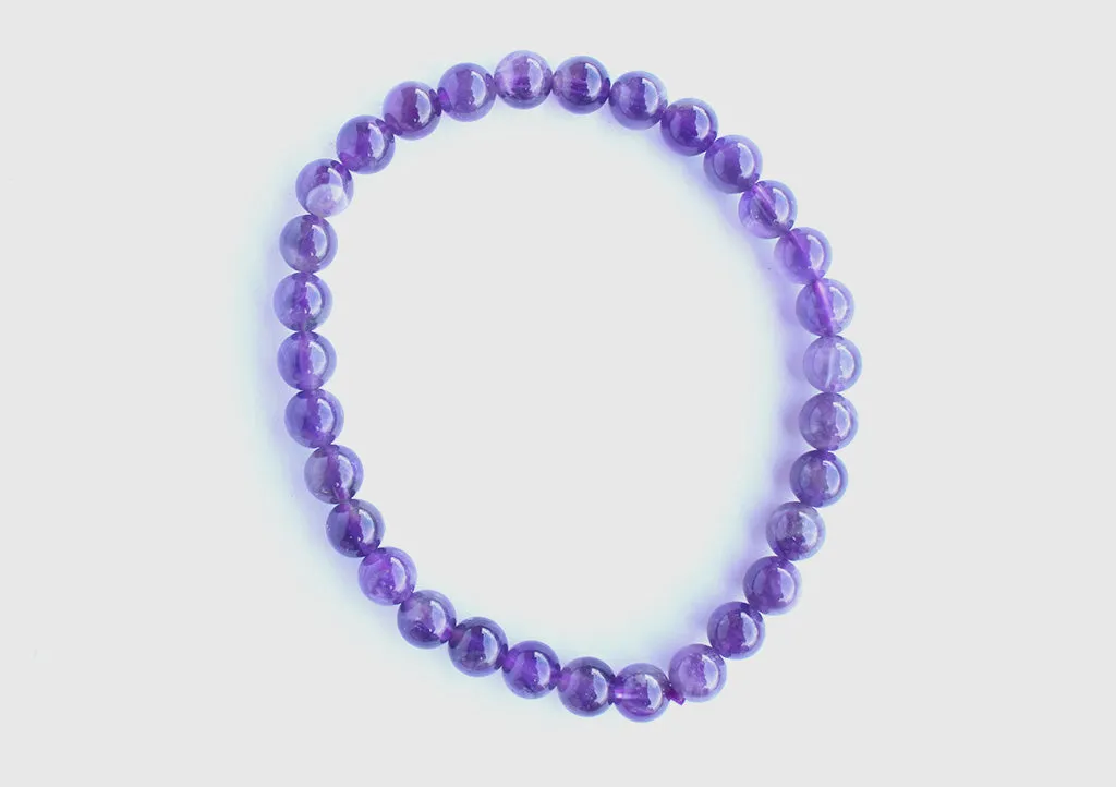 Amethyst Beads Stretchable Unisex Bracelet