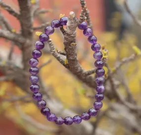 Amethyst Beads Stretchable Unisex Bracelet