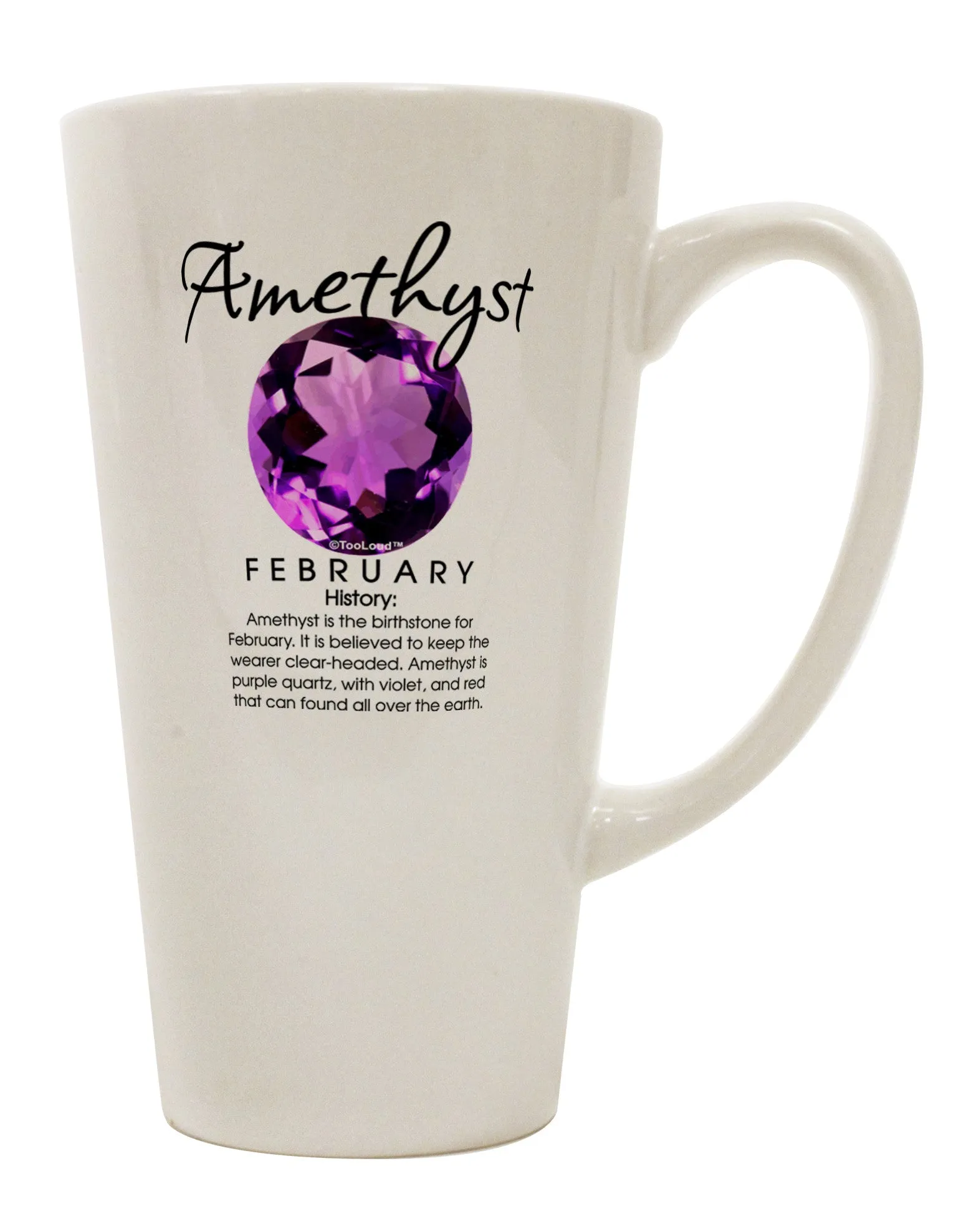 Amethyst Birthstone Conical Latte Coffee Mug - Expertly Crafted by TooLoud
