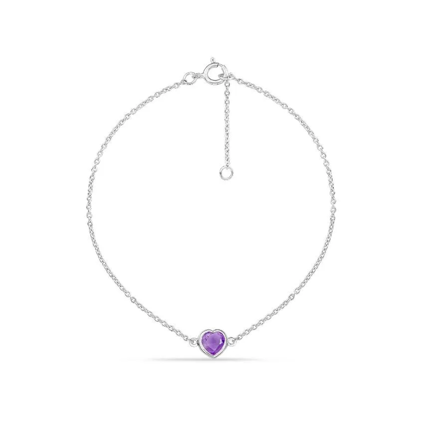 Amethyst Heart Bracelet