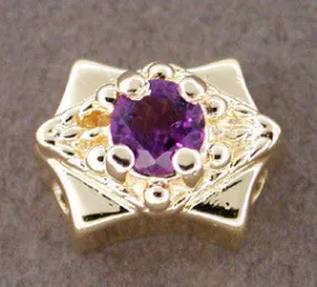 Amethyst Set Slide in 14 Karat Gold