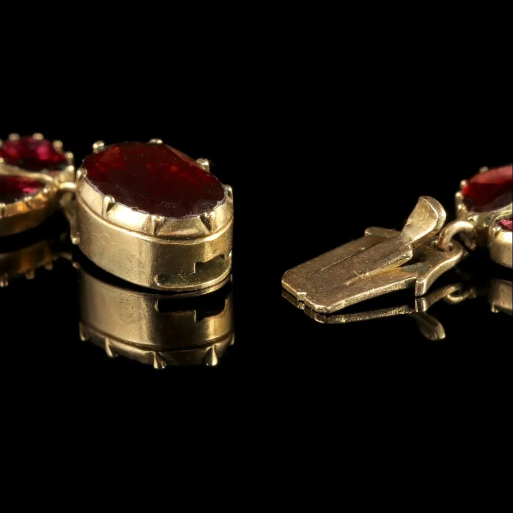 Antique Georgian 18Ct Gold Flat Cut Garnet Riviere Necklace Circa 1790