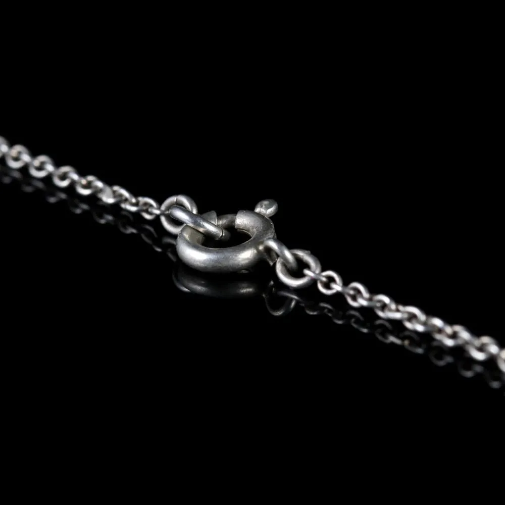 Antique Victorian Moonstone Dropper Necklace Silver Circa 1900
