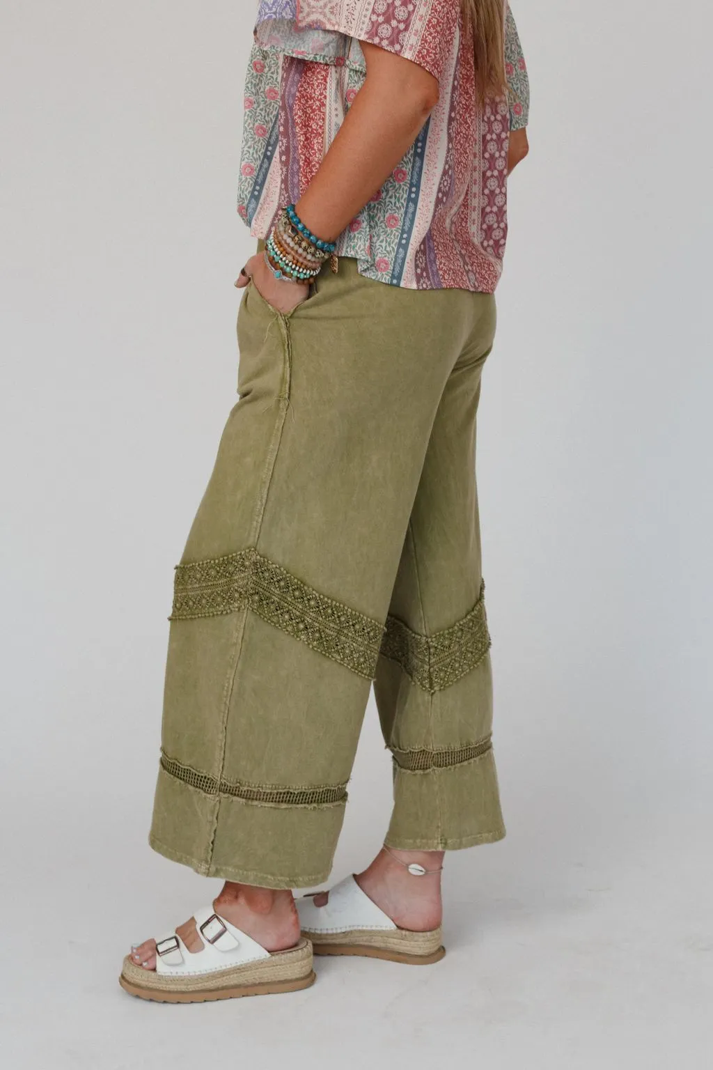 Any Day Wide Leg Pants - Green
