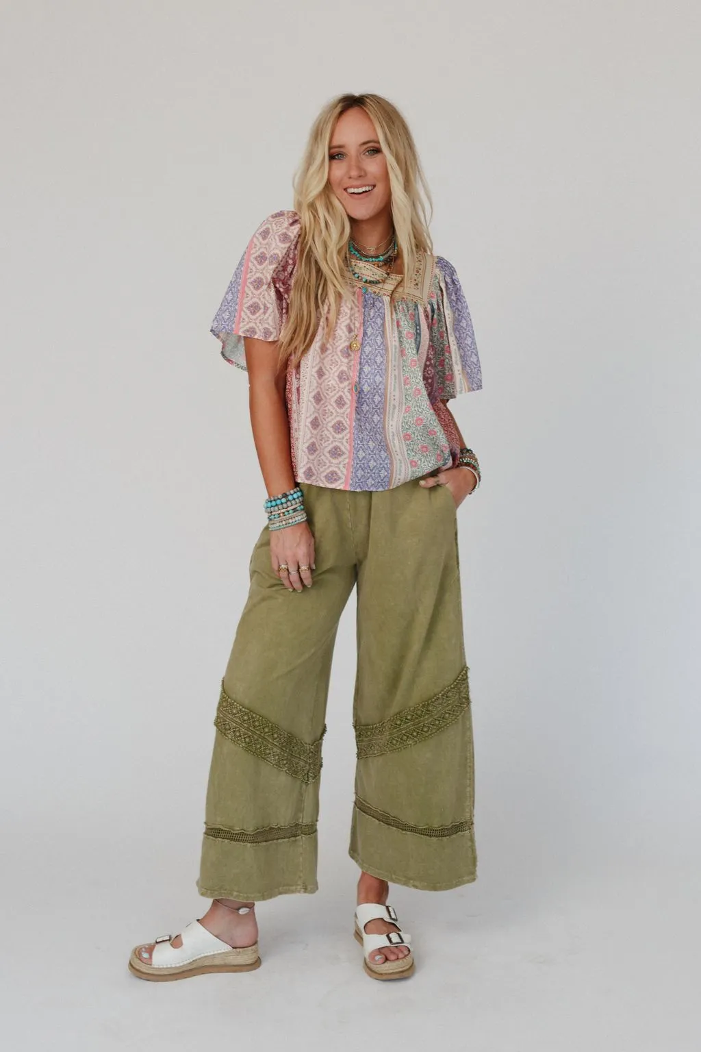 Any Day Wide Leg Pants - Green