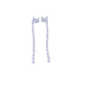 Ashley Gold Sterling Silver Ear Crawler CZ Drop Earrings