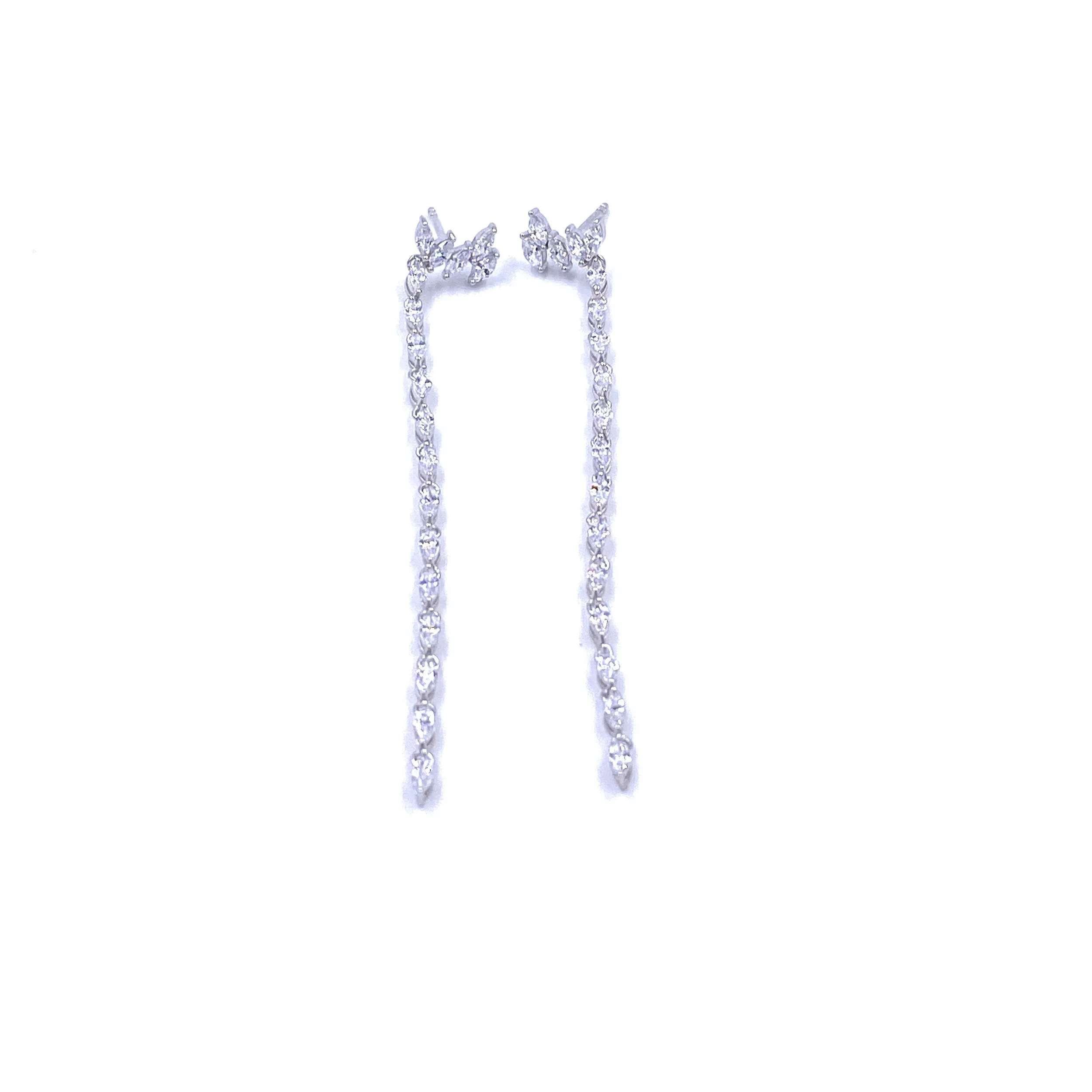 Ashley Gold Sterling Silver Ear Crawler CZ Drop Earrings