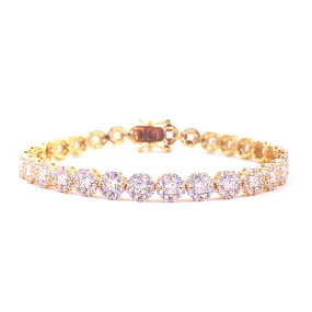 Ashley Gold Sterling Silver Gold Plated CZ Flower Design Tennis Bracelet