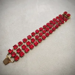 Askew London Red Crystal Triple row Bracelet
