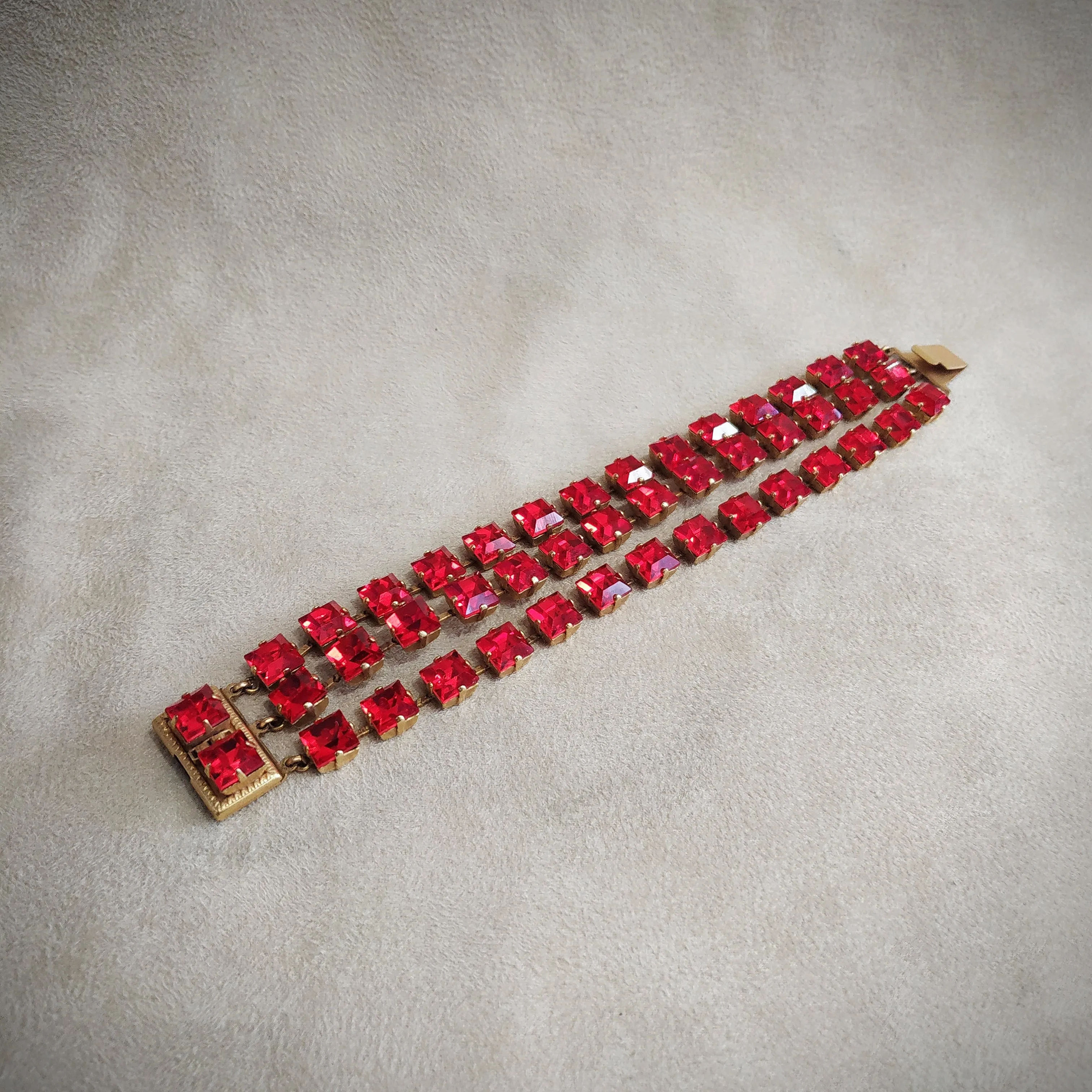Askew London Red Crystal Triple row Bracelet